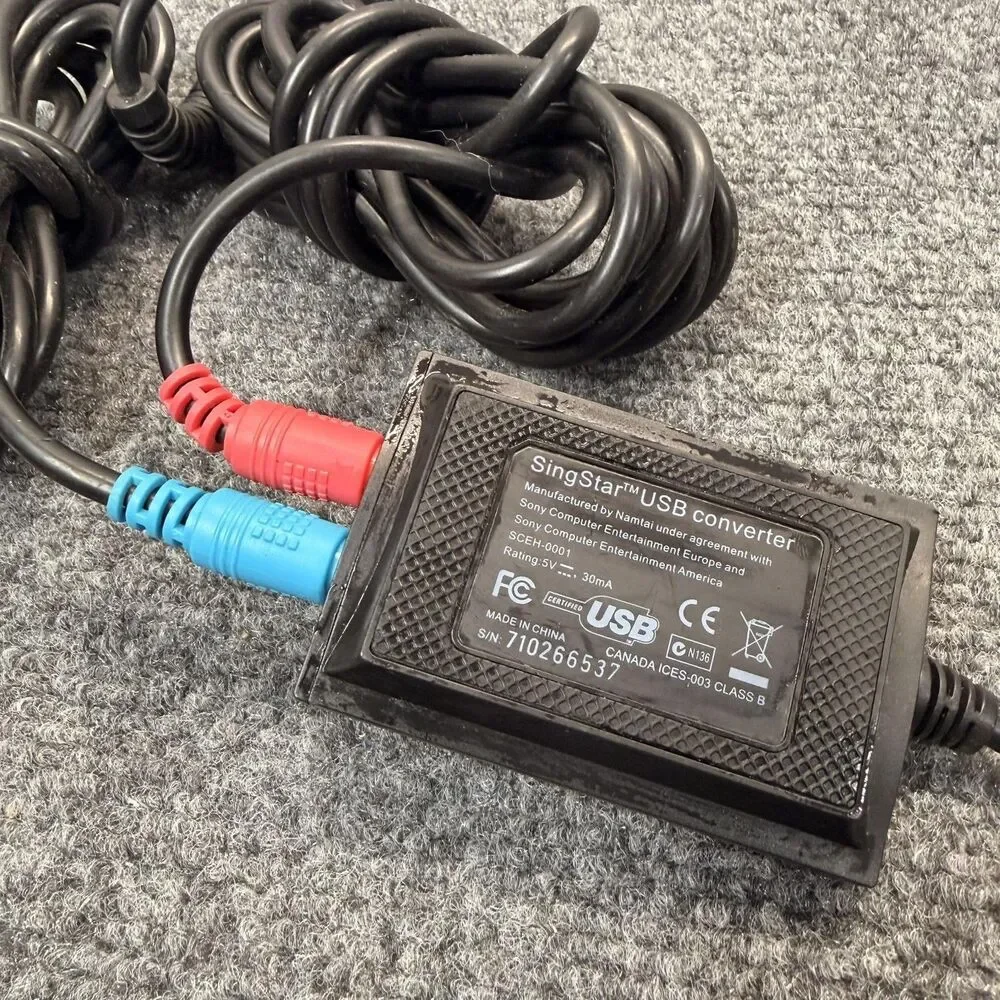 SingStar USB Converter 2 Wired Microphones Sony PlayStation 2 PS2 PS3 PC Black